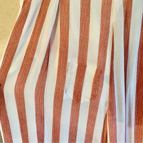 Lulumari Pants Medium White Rayon Red Stripe Lightweight Beach Side Zip Beltloop - Picture 3 of 16